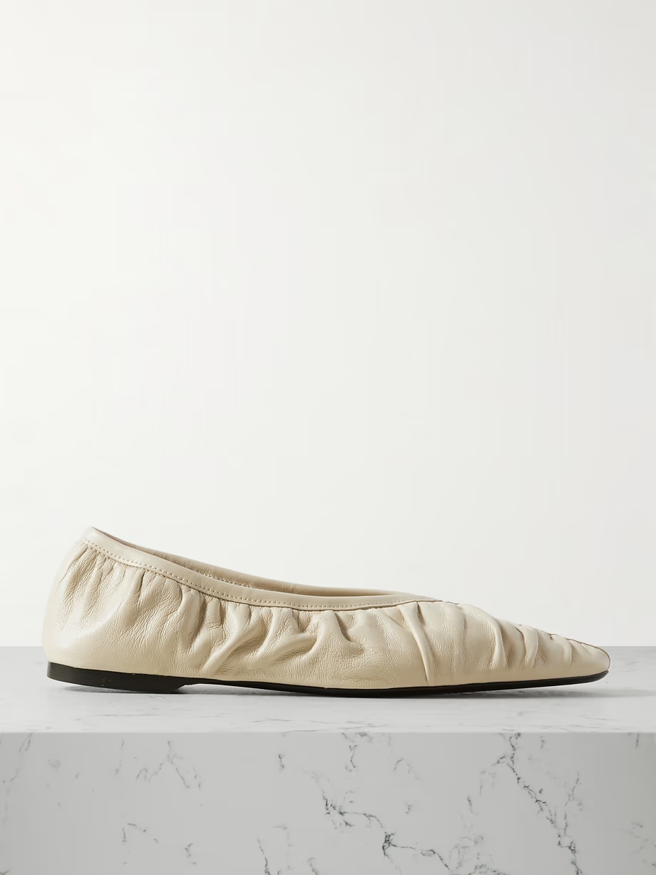 The Gathered leather ballet flats