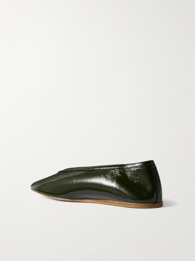 Luna patent textured-leather ballet flats