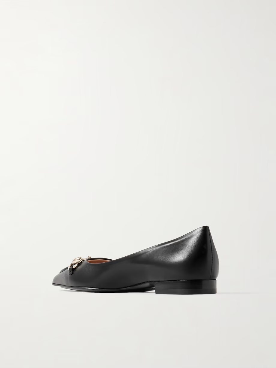 Erin horsebit-detailed leather point-toe flats