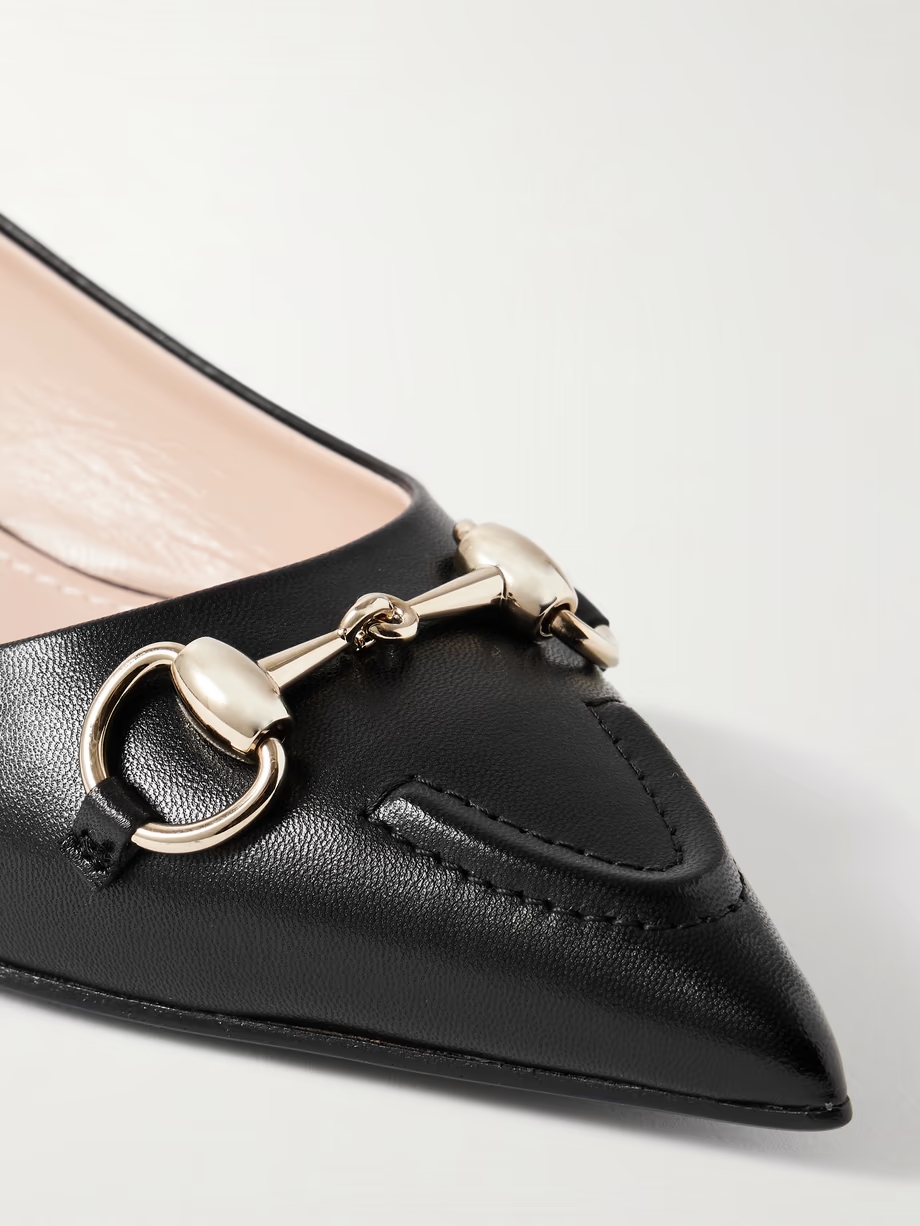 Erin horsebit-detailed leather point-toe flats