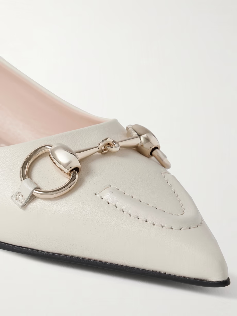 Erin horsebit-detailed leather point-toe flats