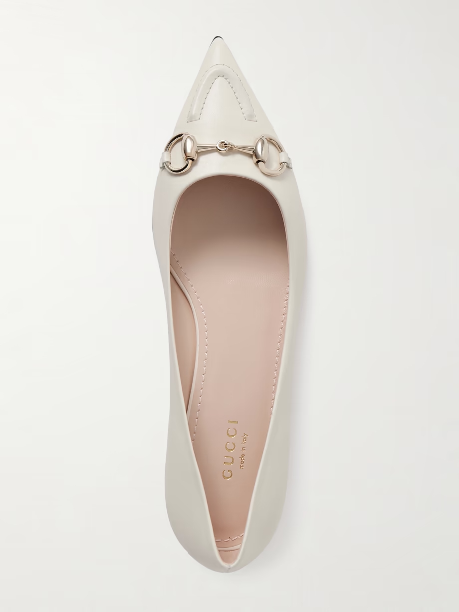 Erin horsebit-detailed leather point-toe flats