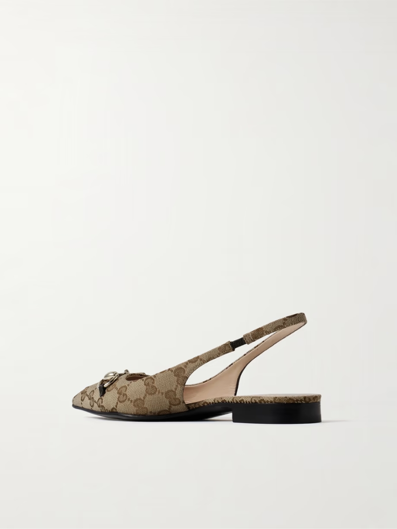 Erin horsebit-embellished canvas-jacquard slingback sandals