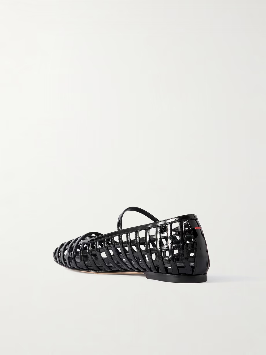 Uma Caged cut-out patent-leather Mary Jane ballet flats