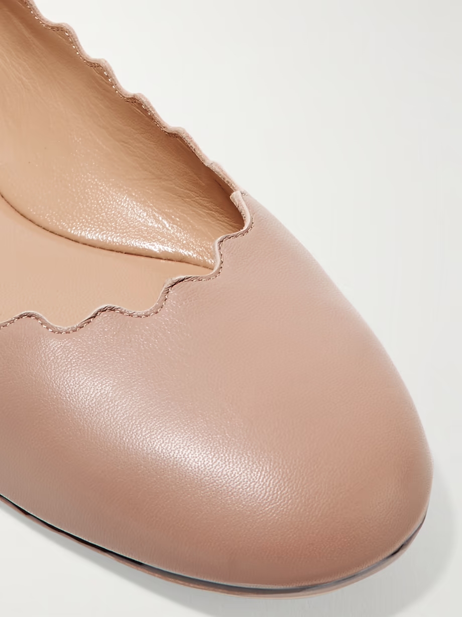 Lauren scalloped leather ballet flats