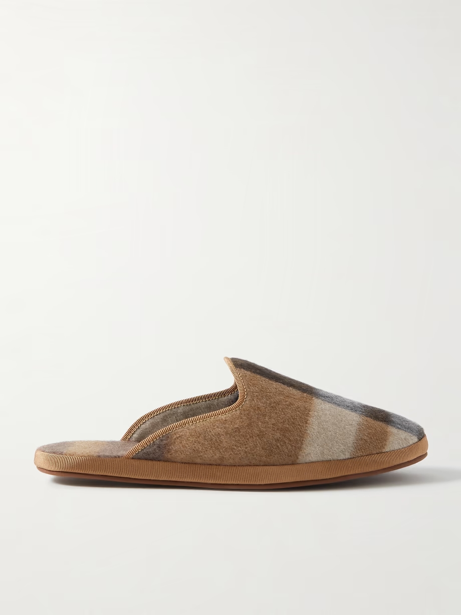 Open Venice checked cashmere slippers