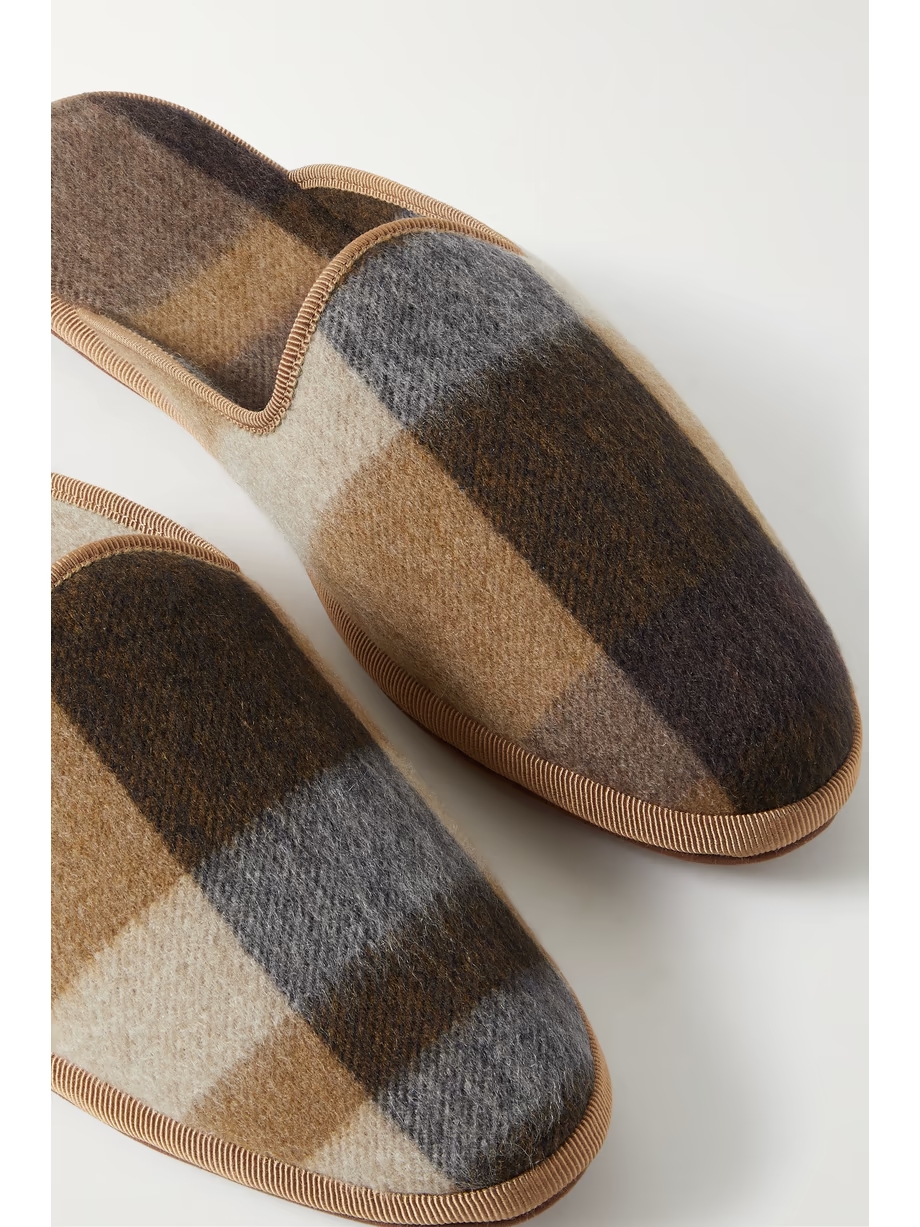 Open Venice checked cashmere slippers