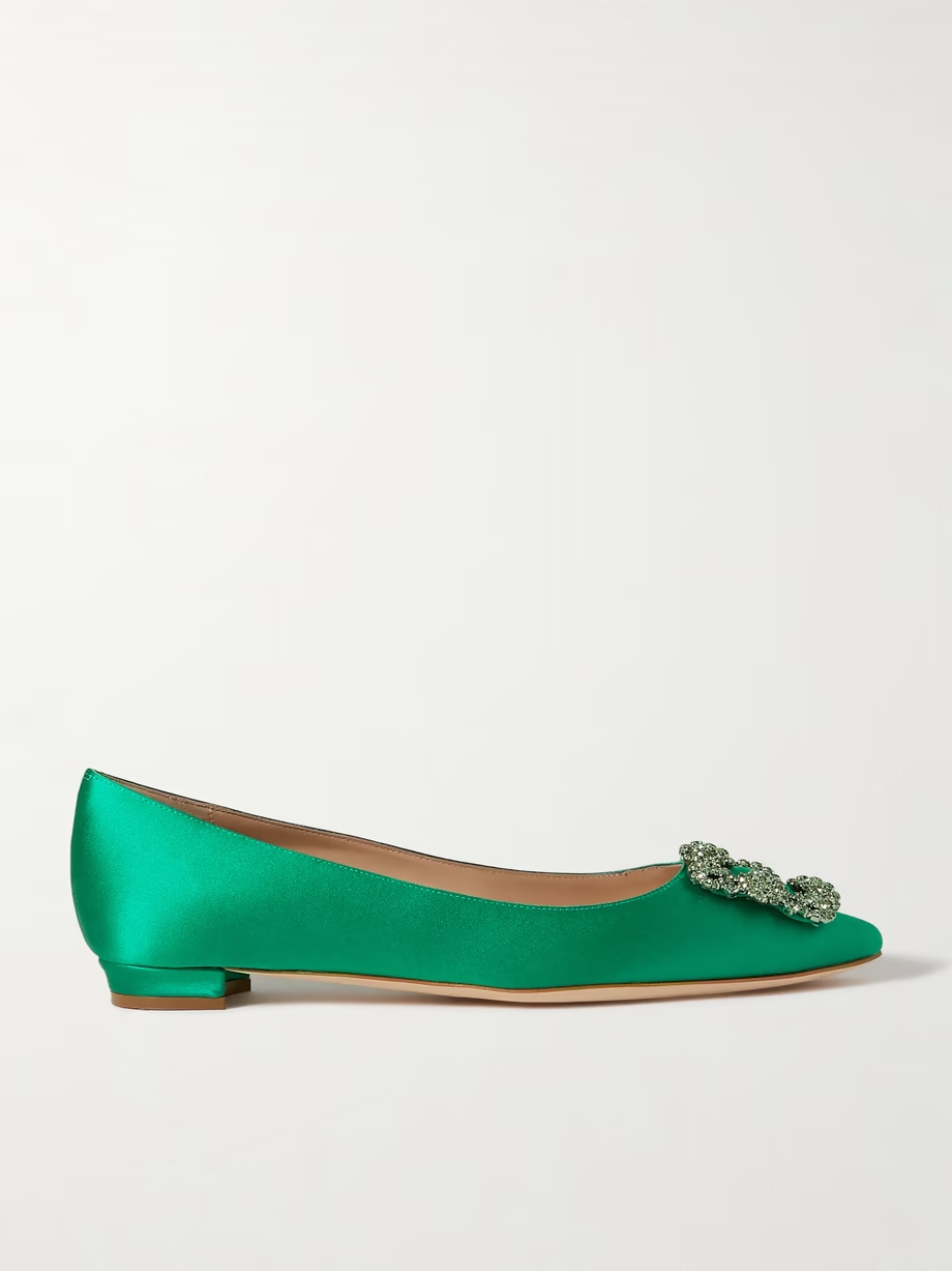 Hangisi embellished satin point-toe flats