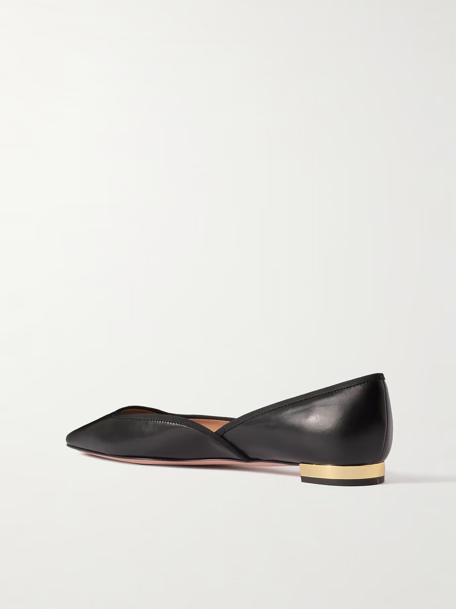 Maia grosgrain-trimmed leather ballet flats