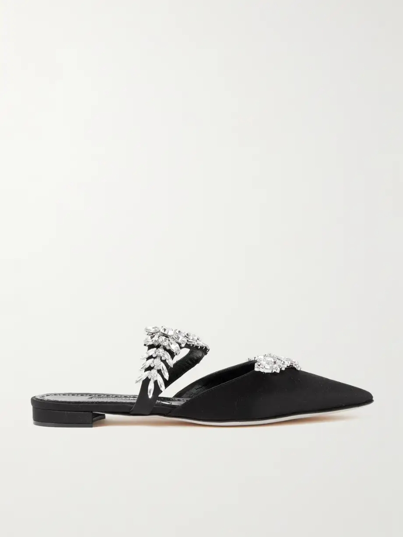 Lurum 45 crystal-embellished satin mules