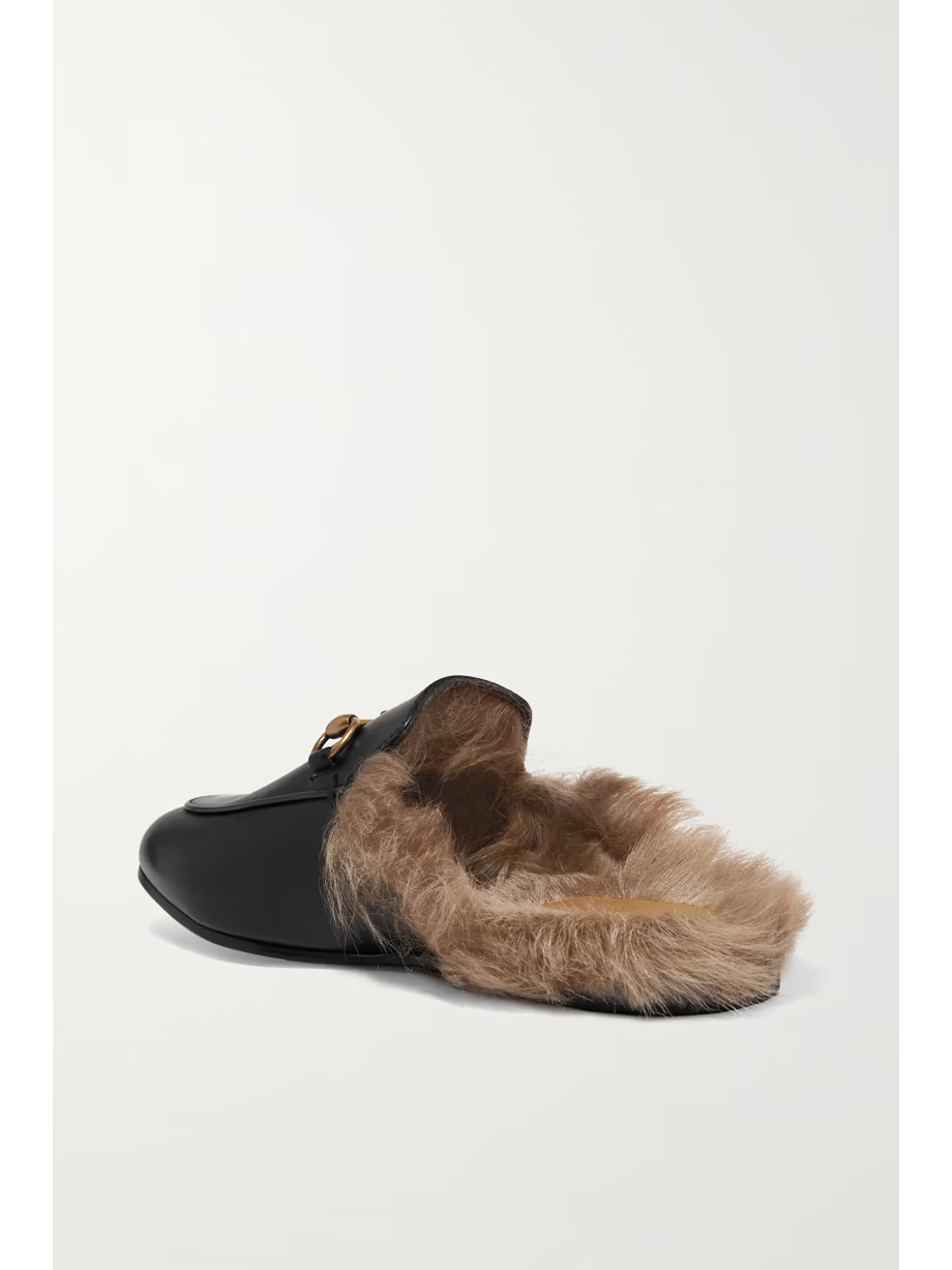 Princetown horsebit-detailed shearling-lined leather slippers