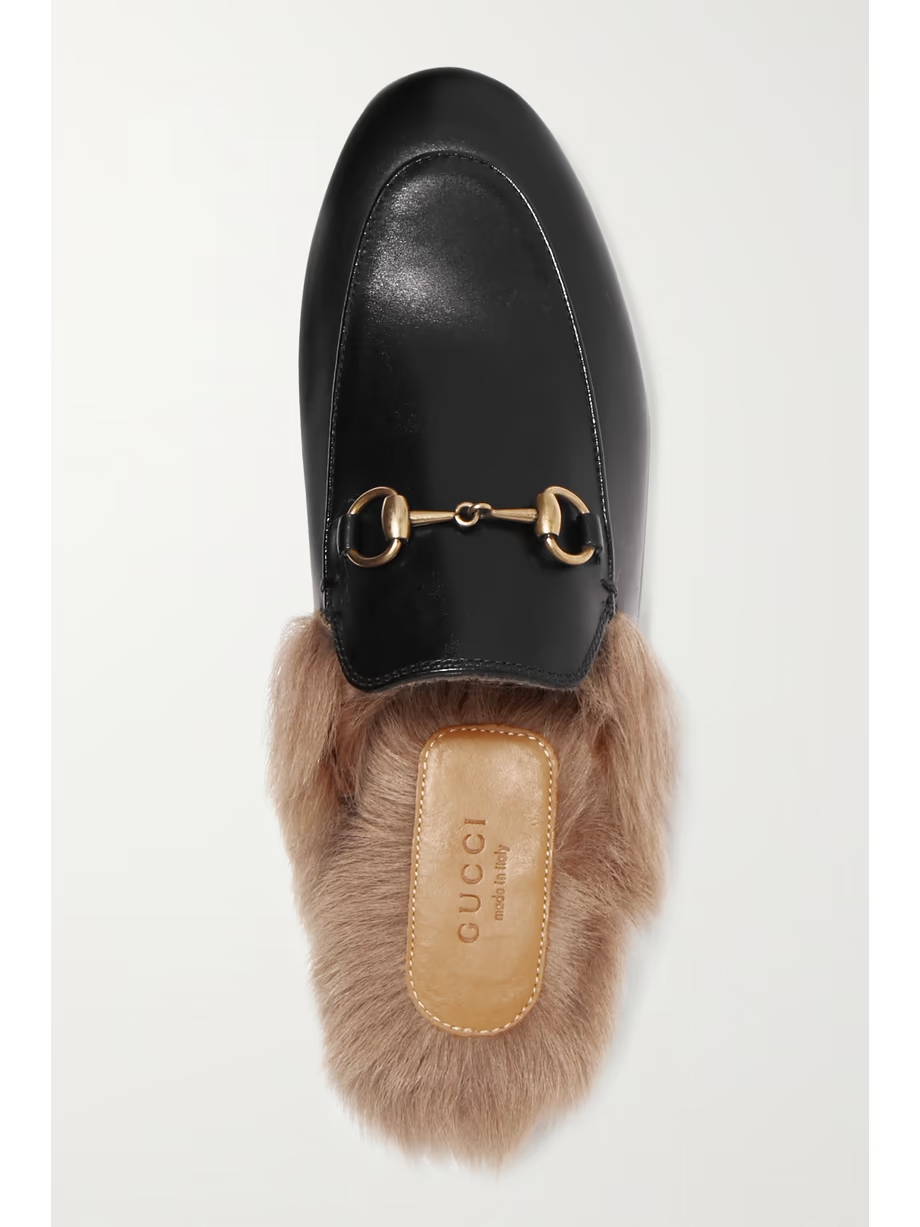 Princetown horsebit-detailed shearling-lined leather slippers