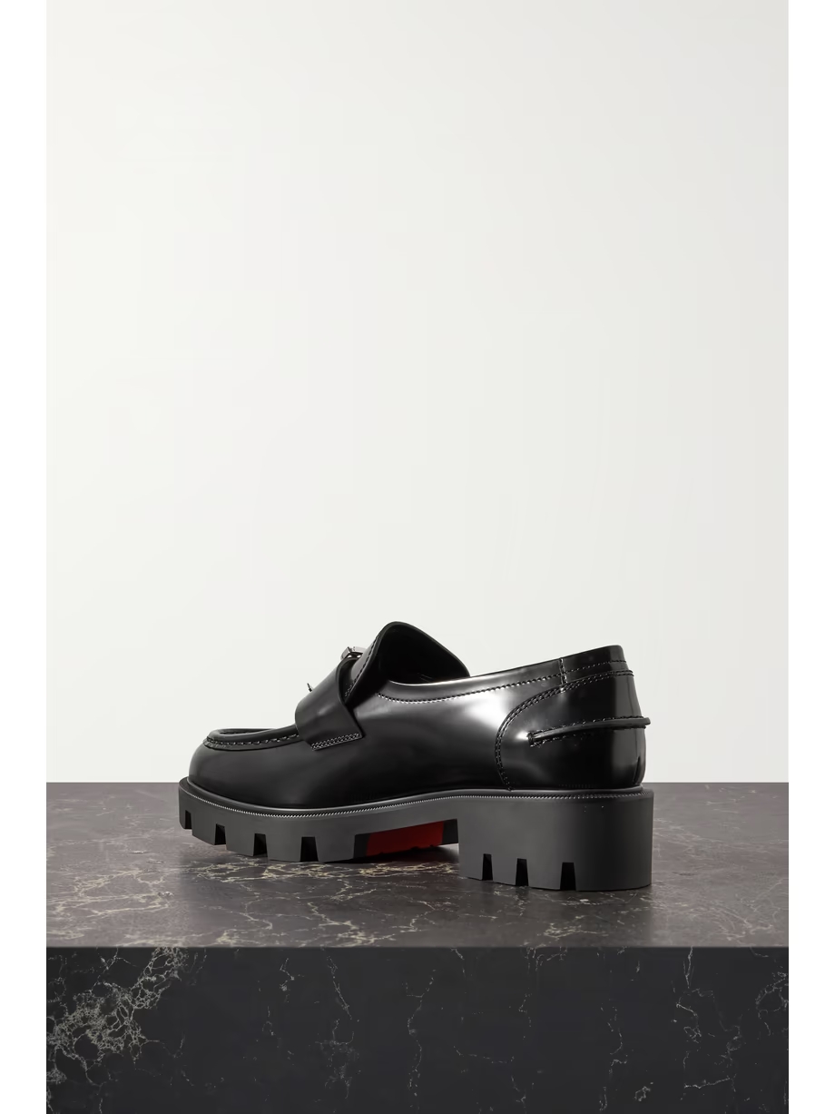 CL Moc Lug embellished glossed-leather loafers