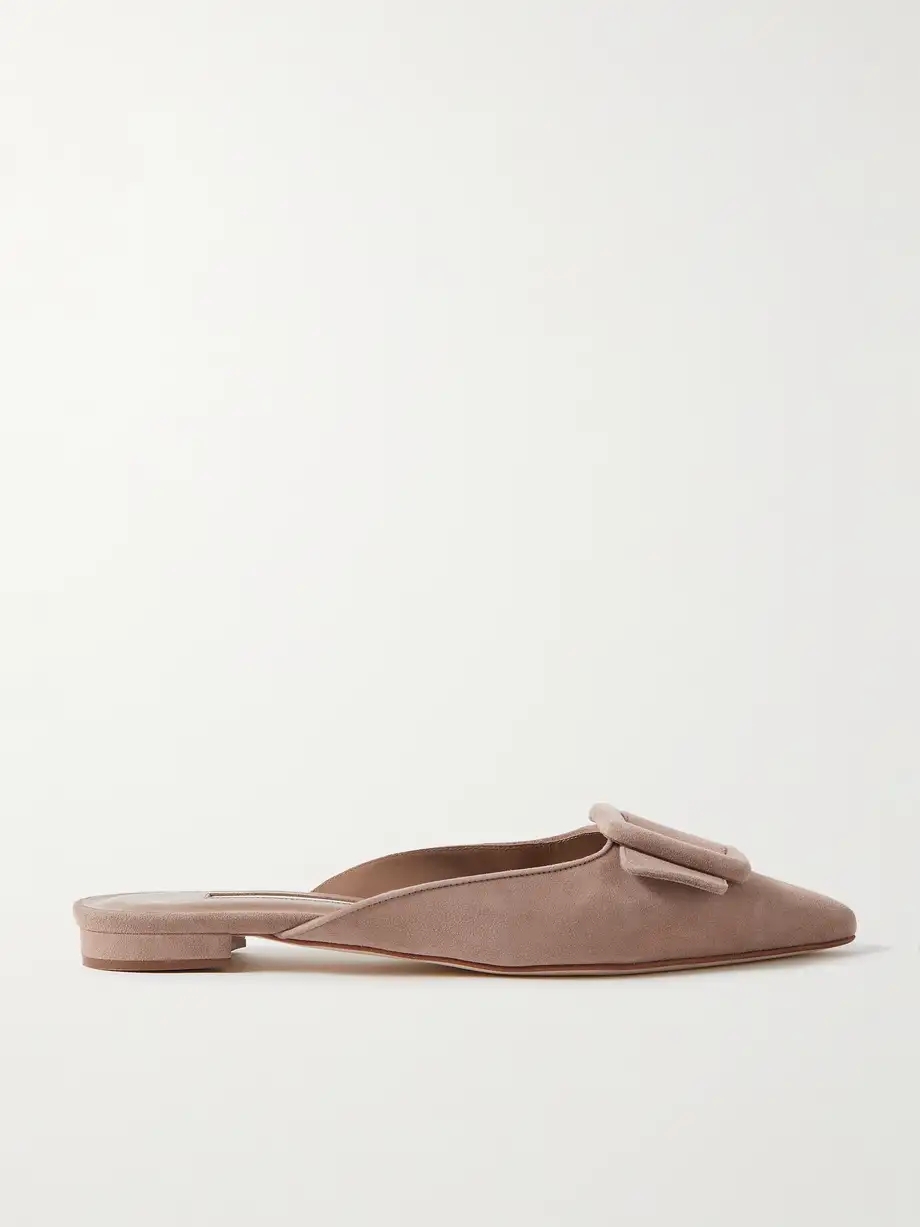 Maysale buckled suede point-toe flats