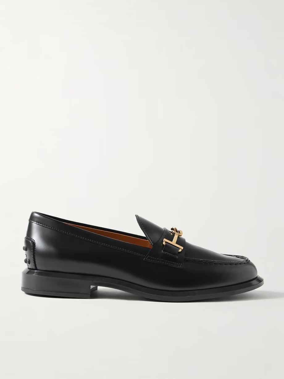 Gomma embellished glossed-leather loafers