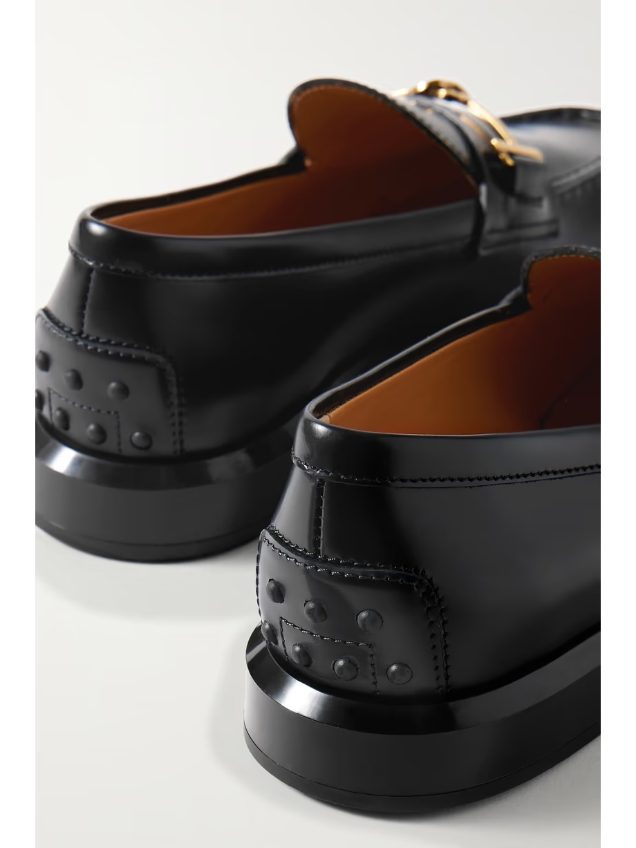 Gomma embellished glossed-leather loafers