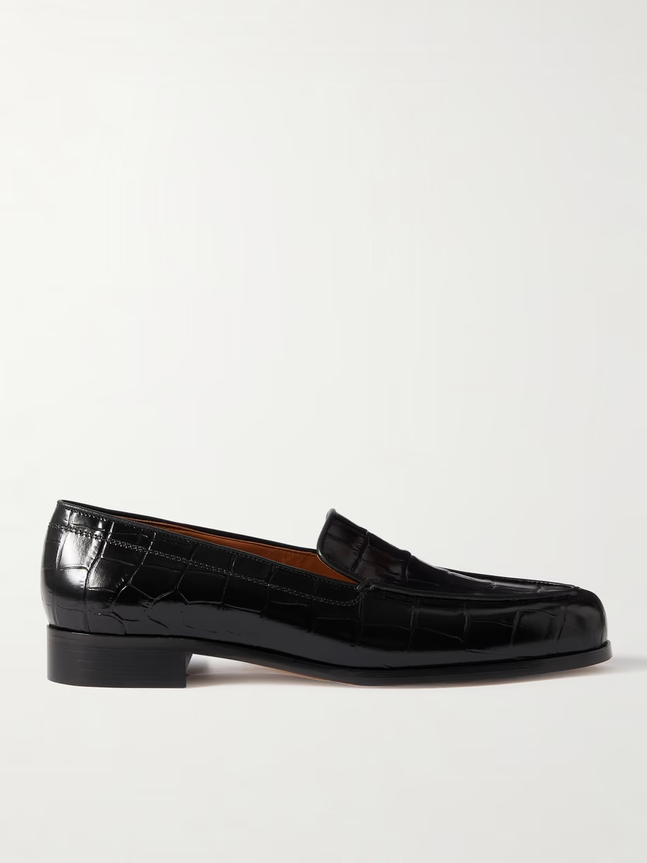 Danielle croc-effect patent-leather loafers