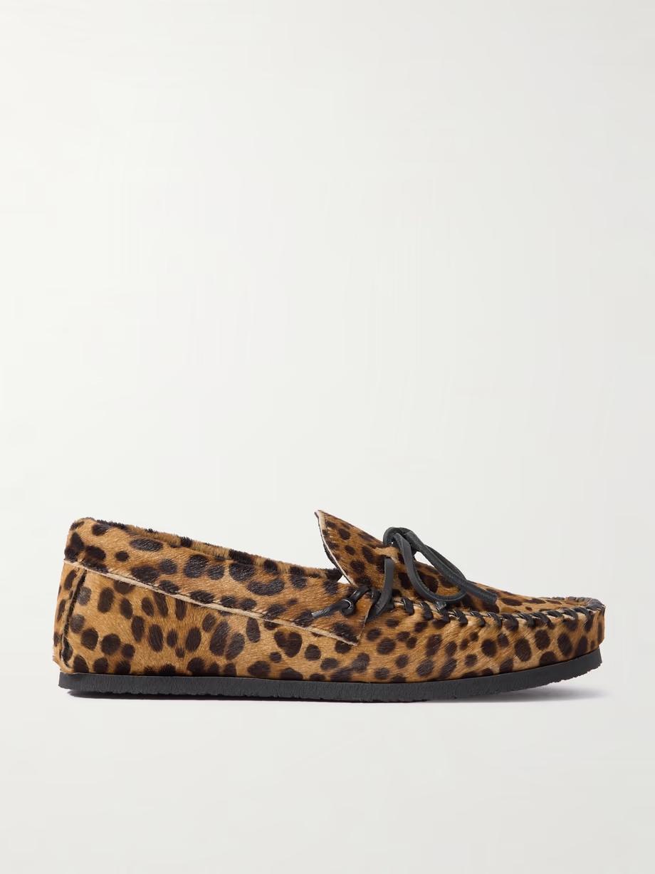 Fitza leopard-print calf hair loafers