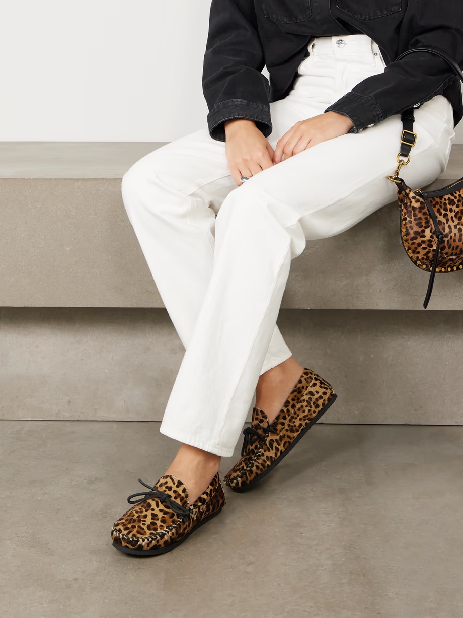 Fitza leopard-print calf hair loafers