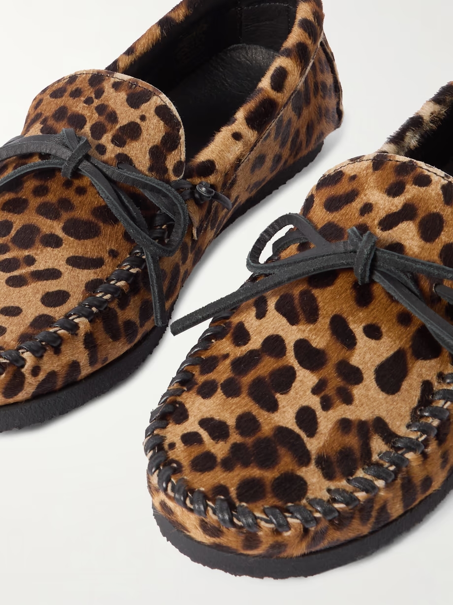 Fitza leopard-print calf hair loafers