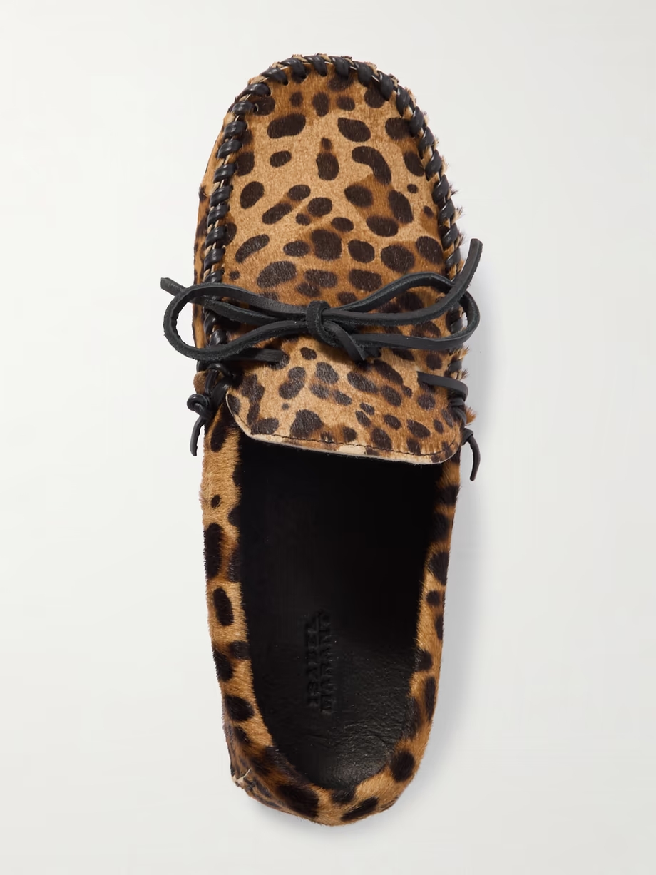 Fitza leopard-print calf hair loafers