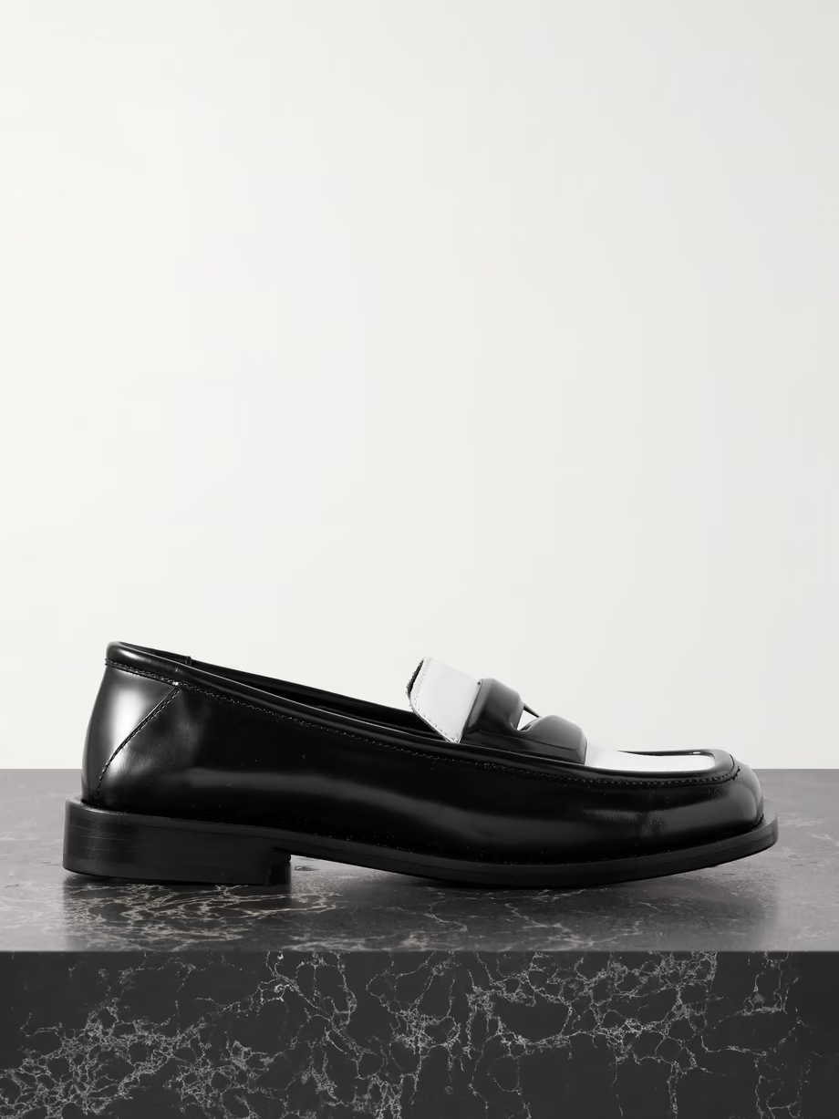 Amanda logo-debossed two-tone leather loafers