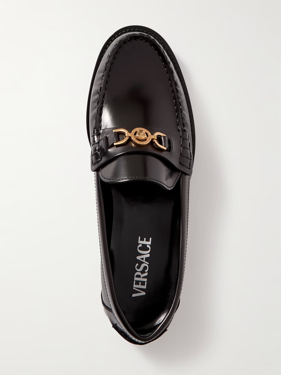 Embellished leather loafers