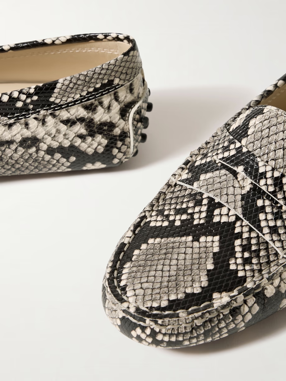 Gommino snake-effect leather loafers