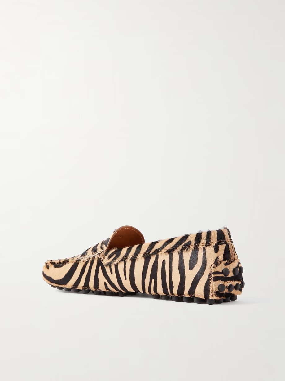 Gommino zebra-print calf hair loafers