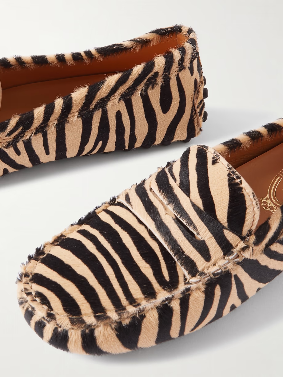 Gommino zebra-print calf hair loafers