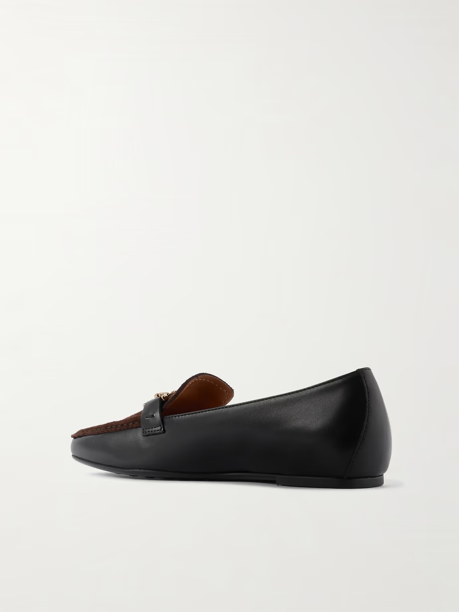 Gomma embellished leather and suede loafers