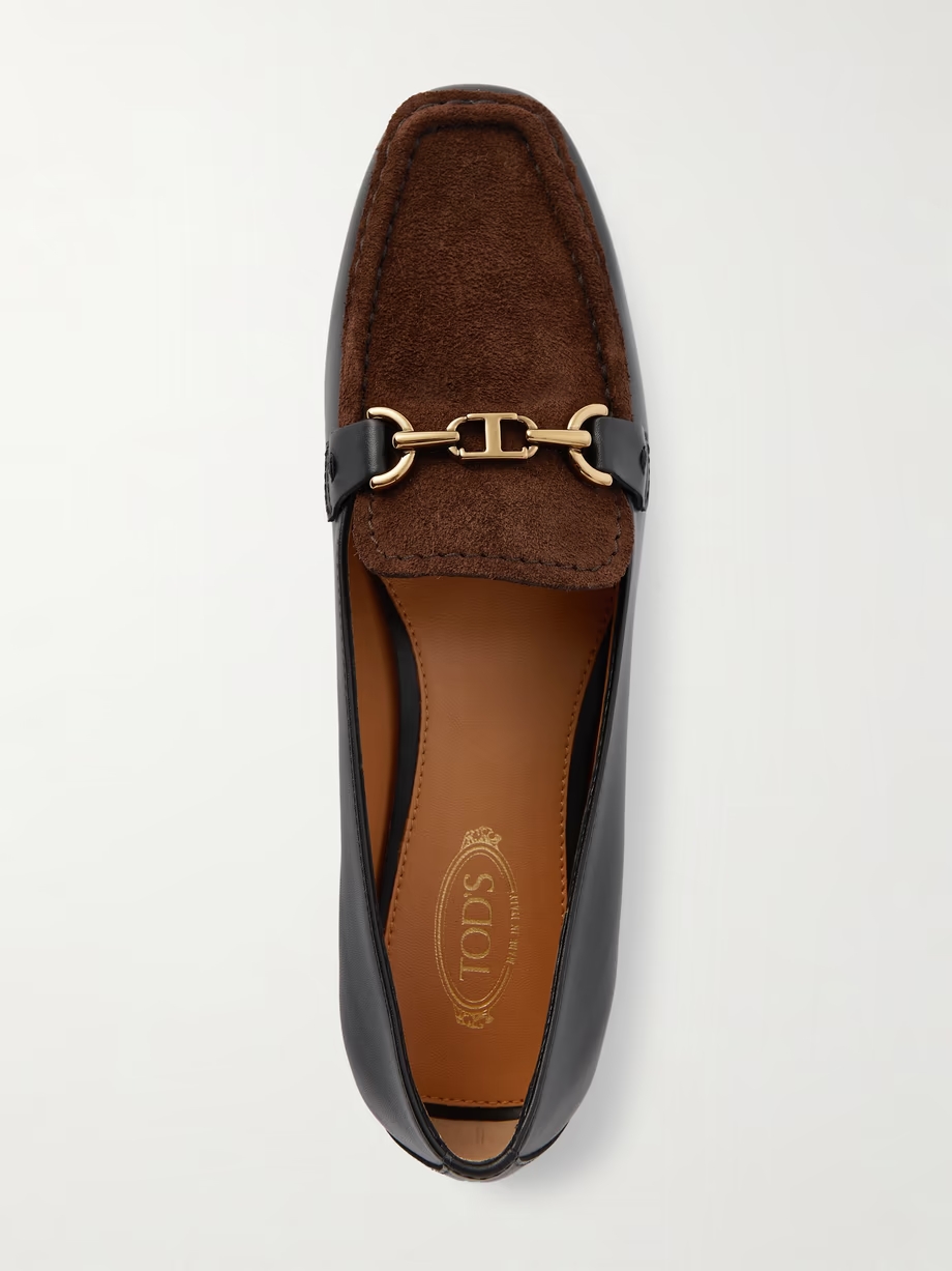 Gomma embellished leather and suede loafers