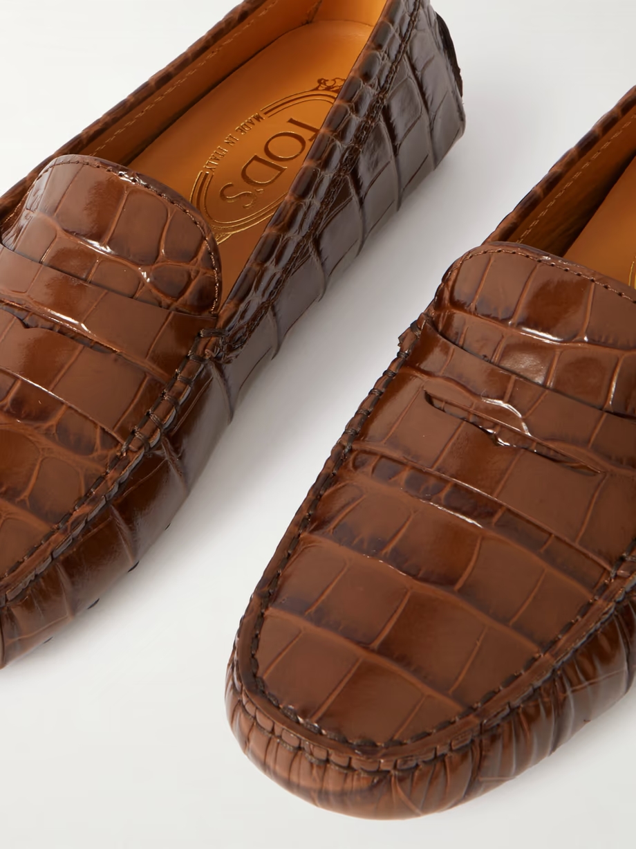 Gommino croc-effect leather loafers