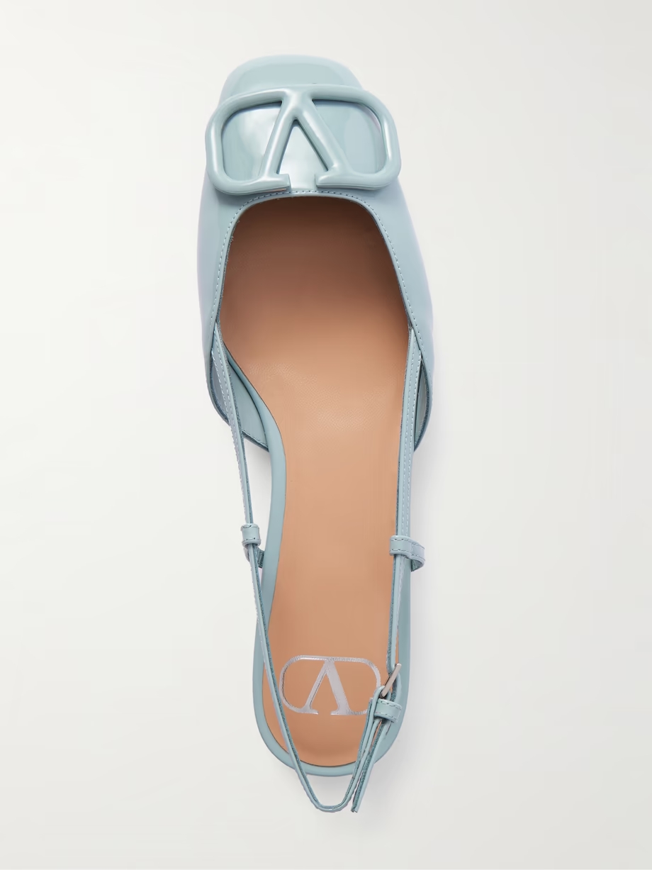 Ballerina 20 appliquéd patent-leather slingback flats