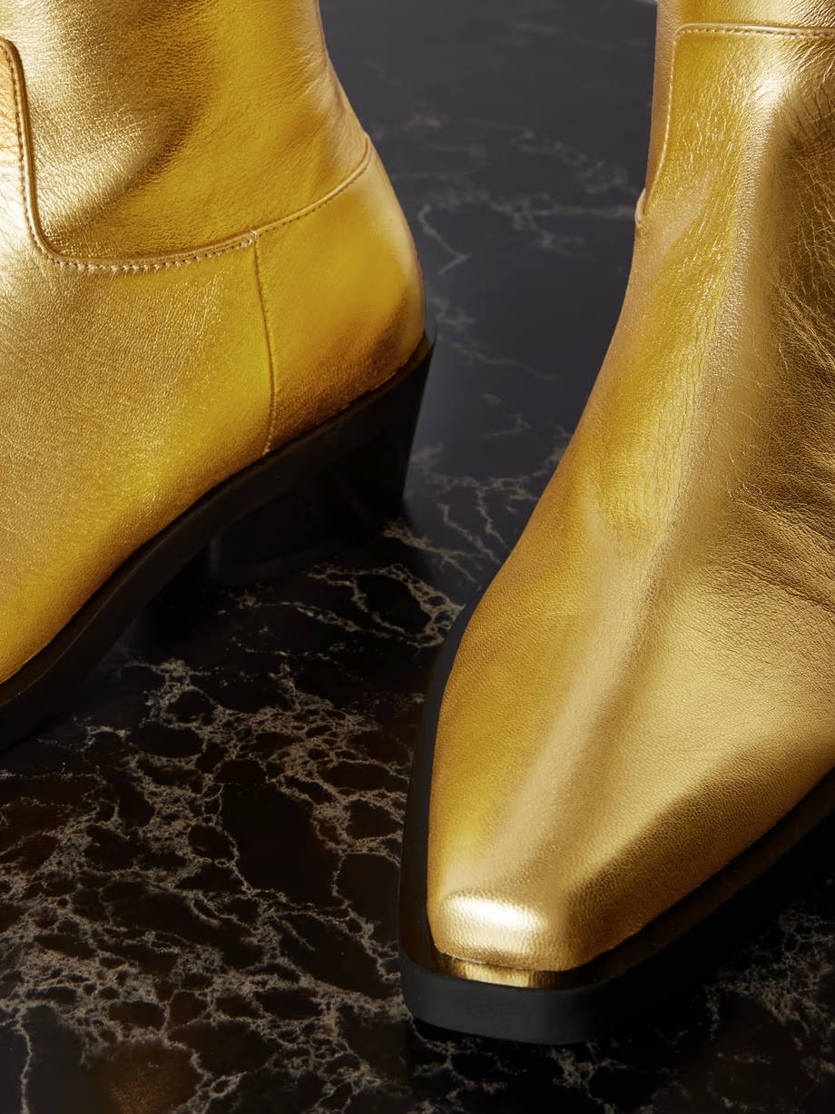 Bronco metallic leather ankle boots