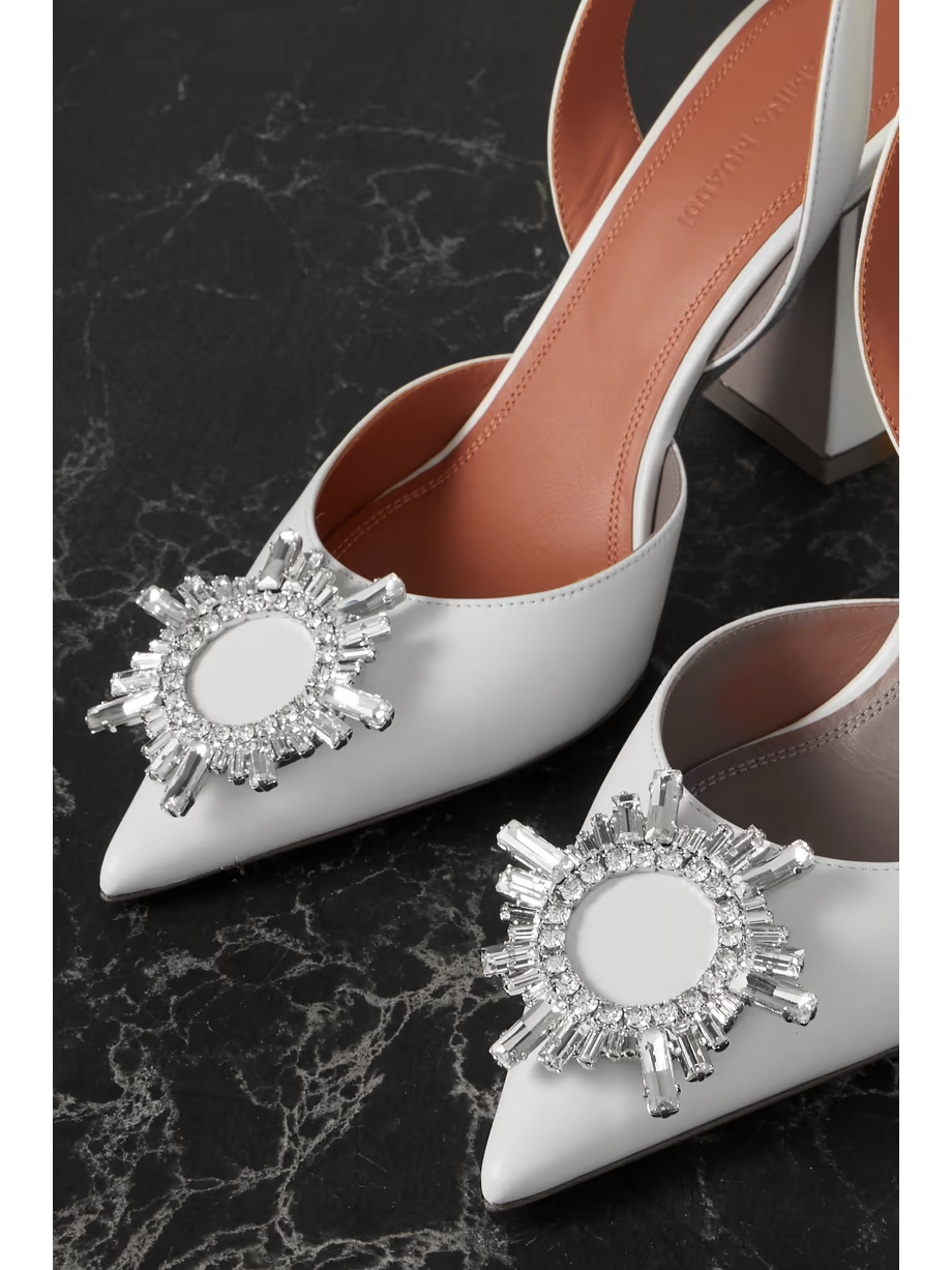 Begum Swarovski crystal-embellished leather slingback pumps