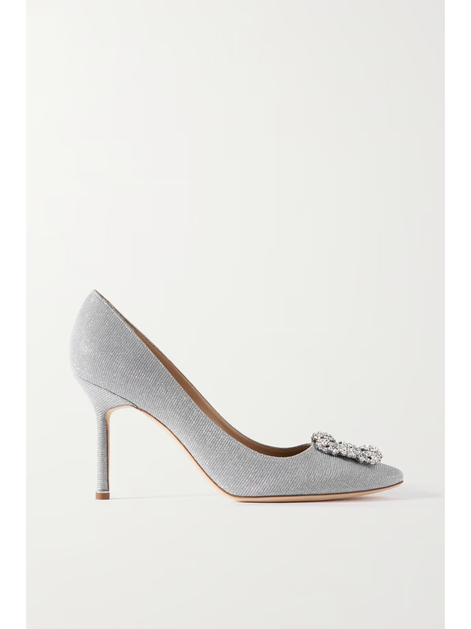 Hangisi 90 embellished glittered satin pumps