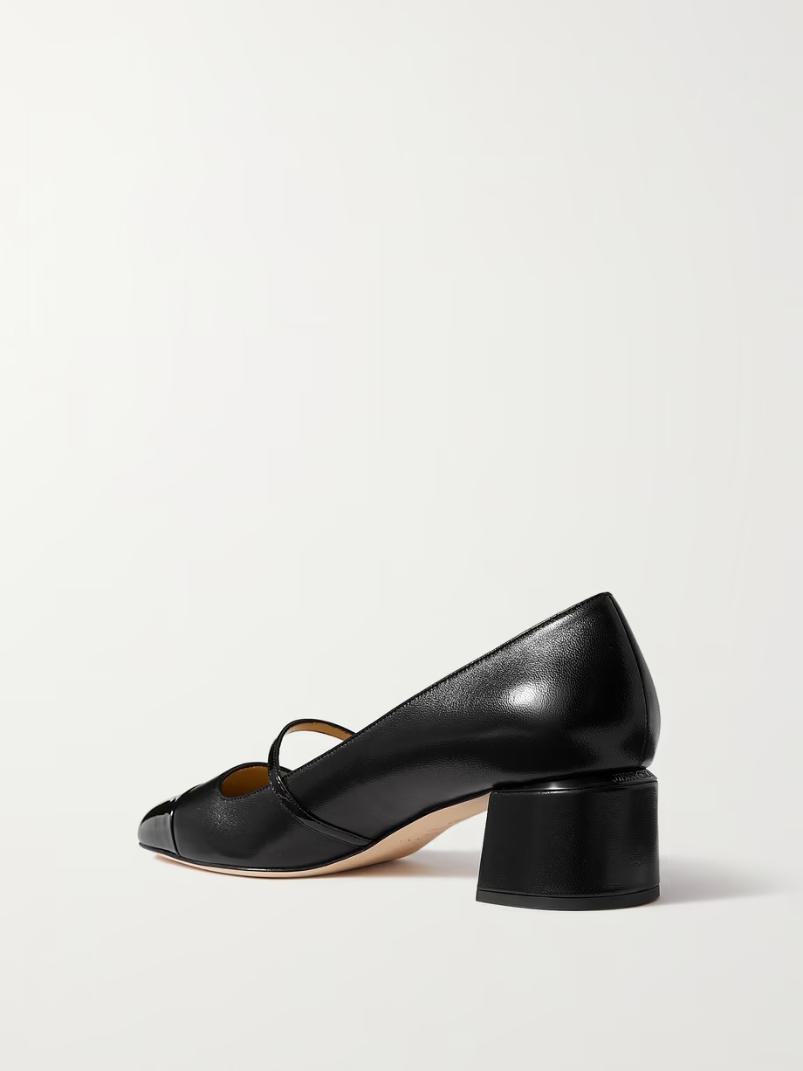 Elisa 45 embellished patent-trimmed leather Mary Jane pumps