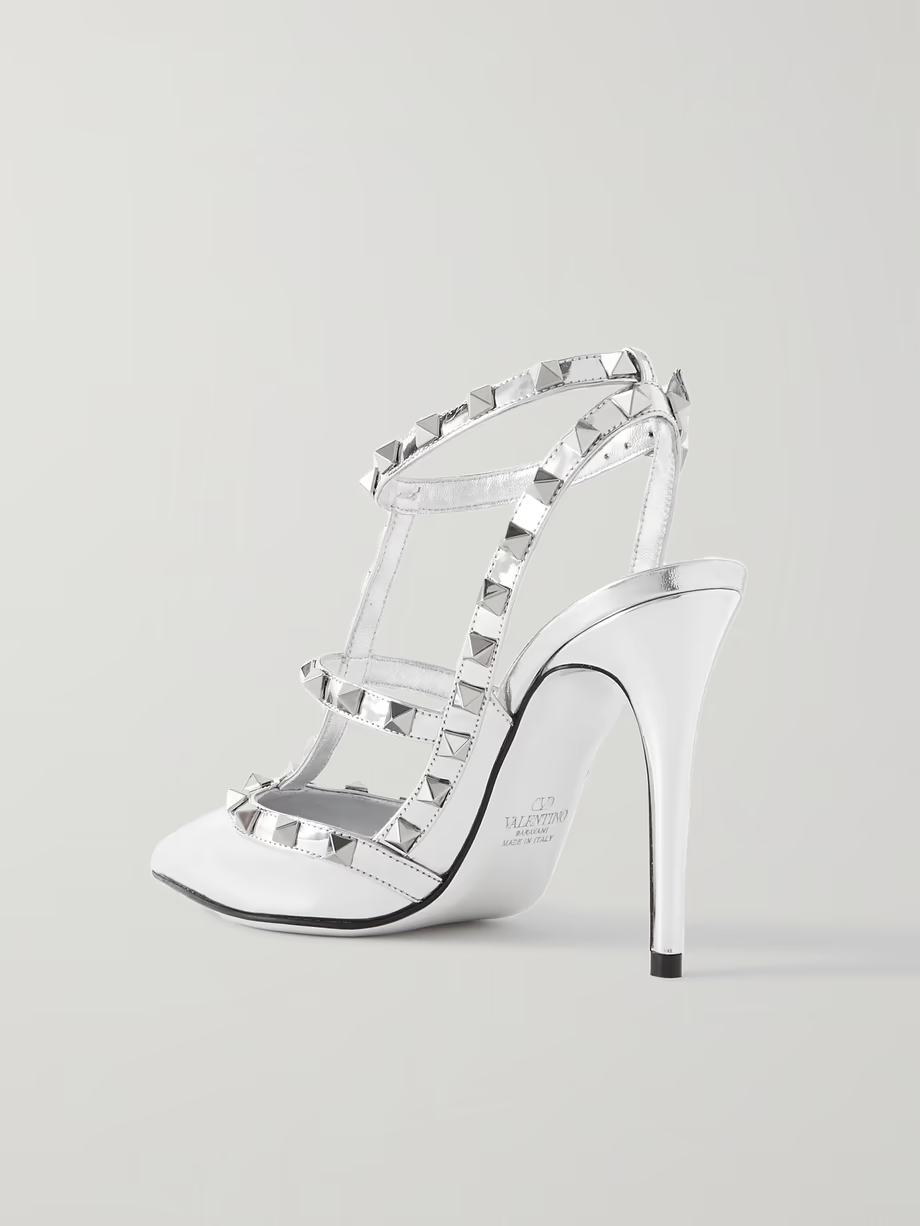 Rockstud 100 mirrored-leather pumps