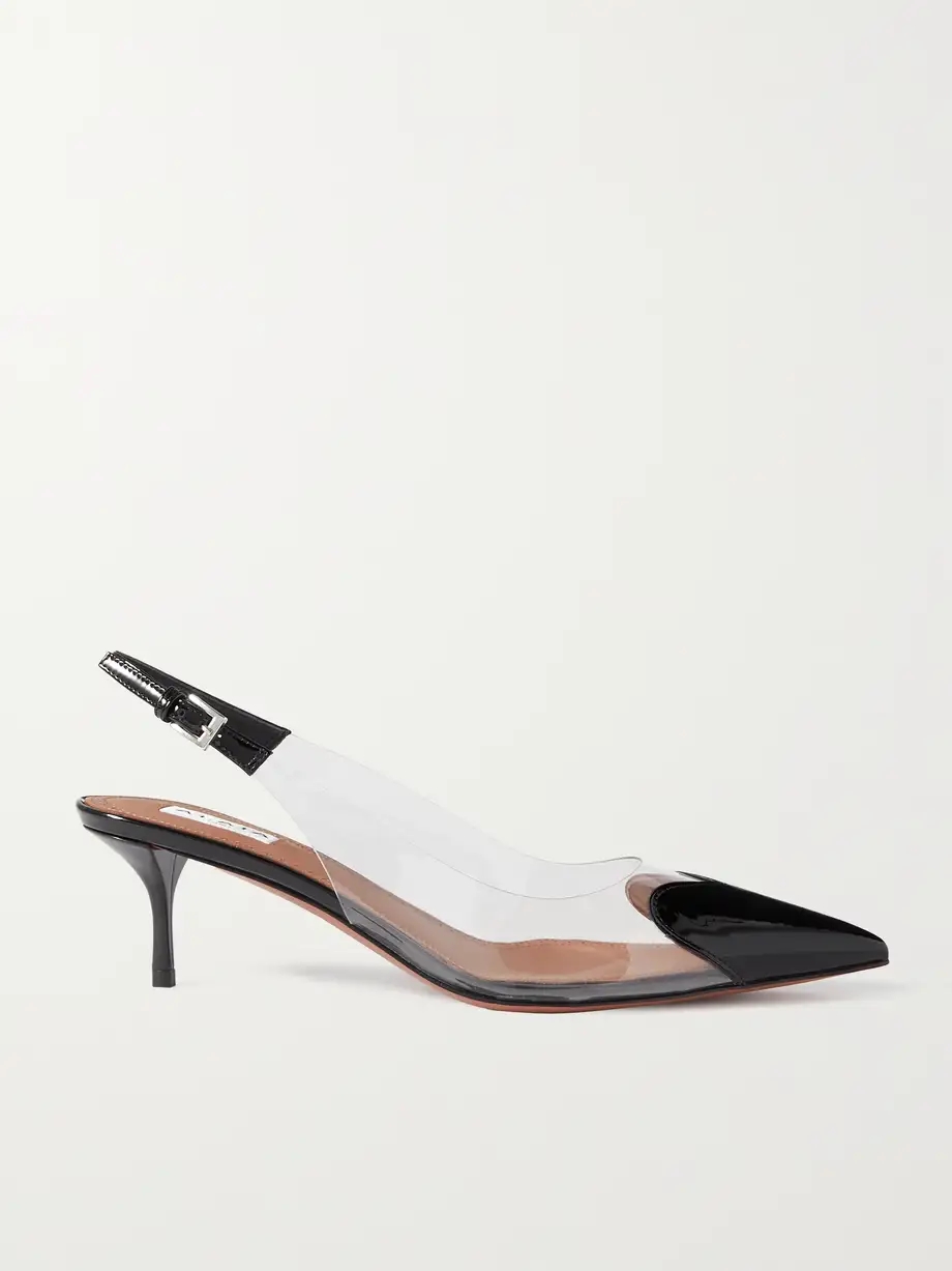 Cœur 55 PU and patent-leather slingback pumps