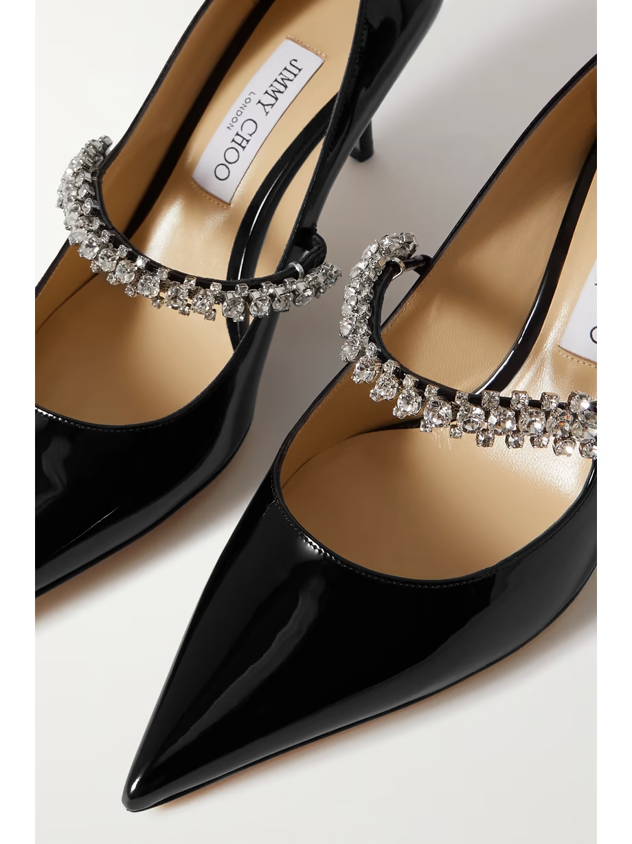 Bing 65mm crystal-embellished patent-leather pumps