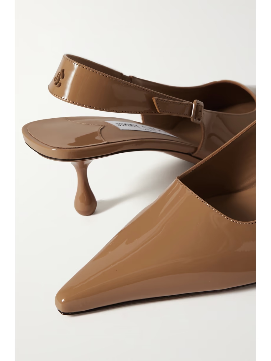 Amel 50 logo-embellished patent-leather slingback pumps