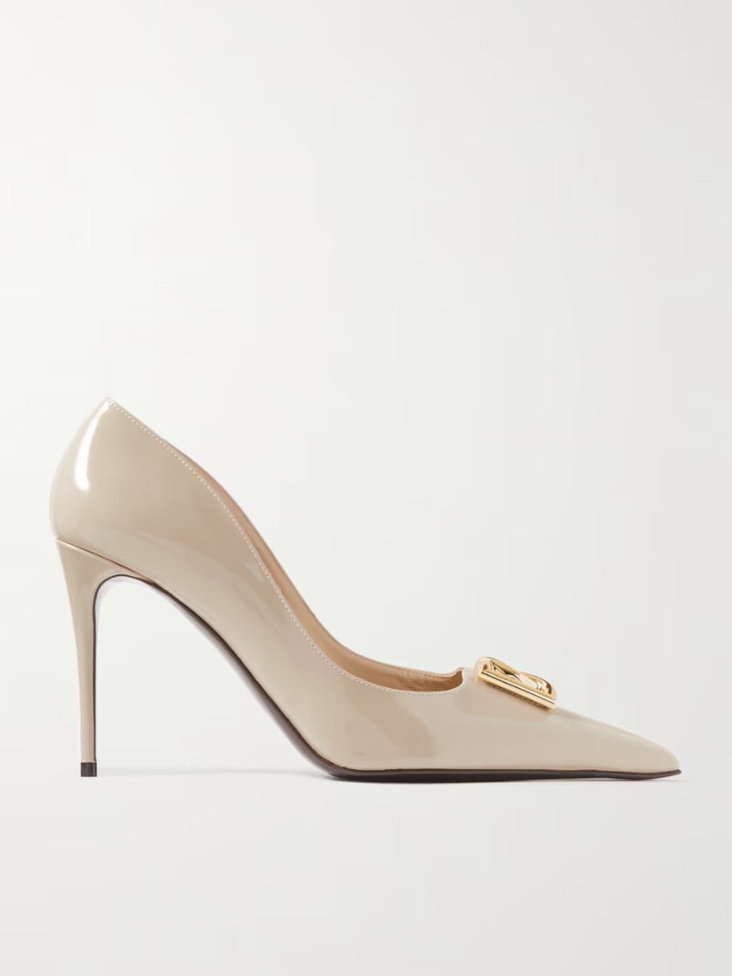 Formale embellished patent-leather point-toe pumps