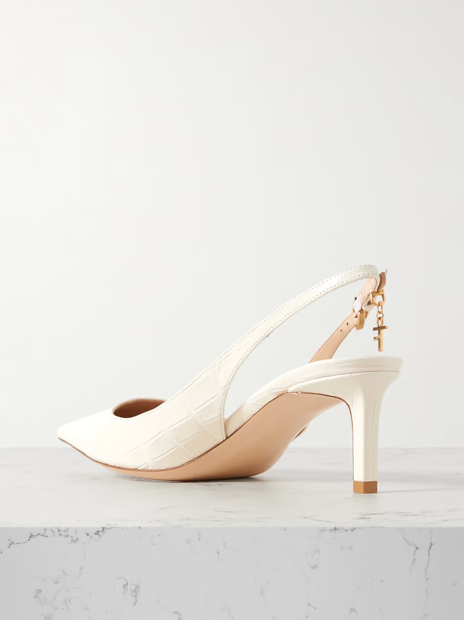 Angelina logo-embellished croc-effect leather slingback pumps