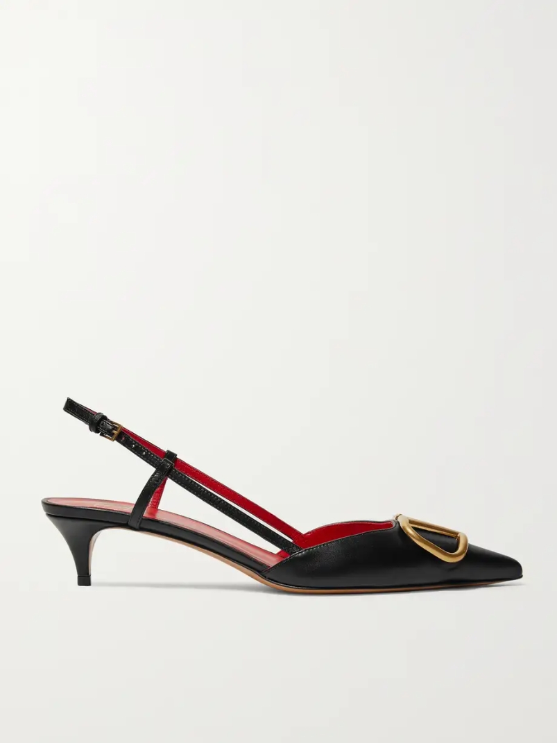 Valentino Garavani Go Logo 40 embellished leather slingback pumps