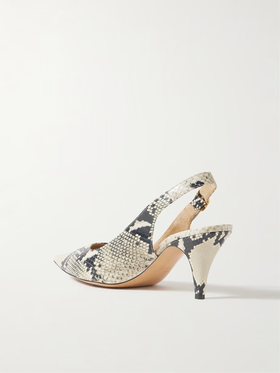 River snake-effect slingback pumps