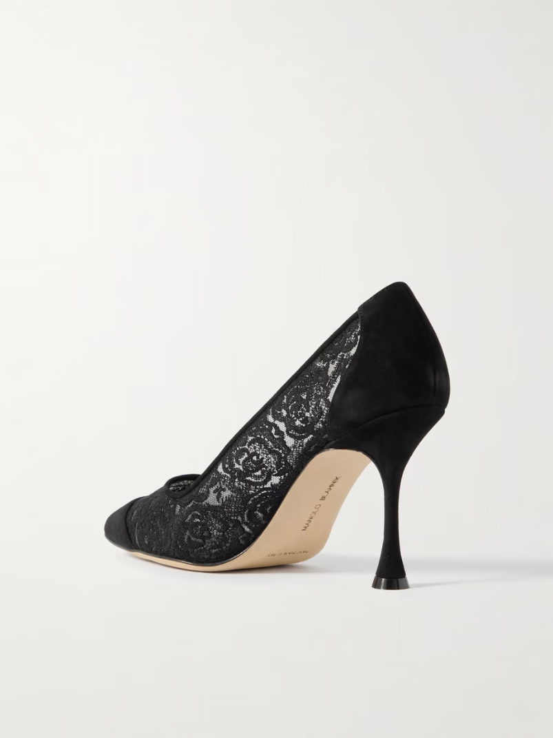 Sololaria 90 suede-trimmed lace pumps