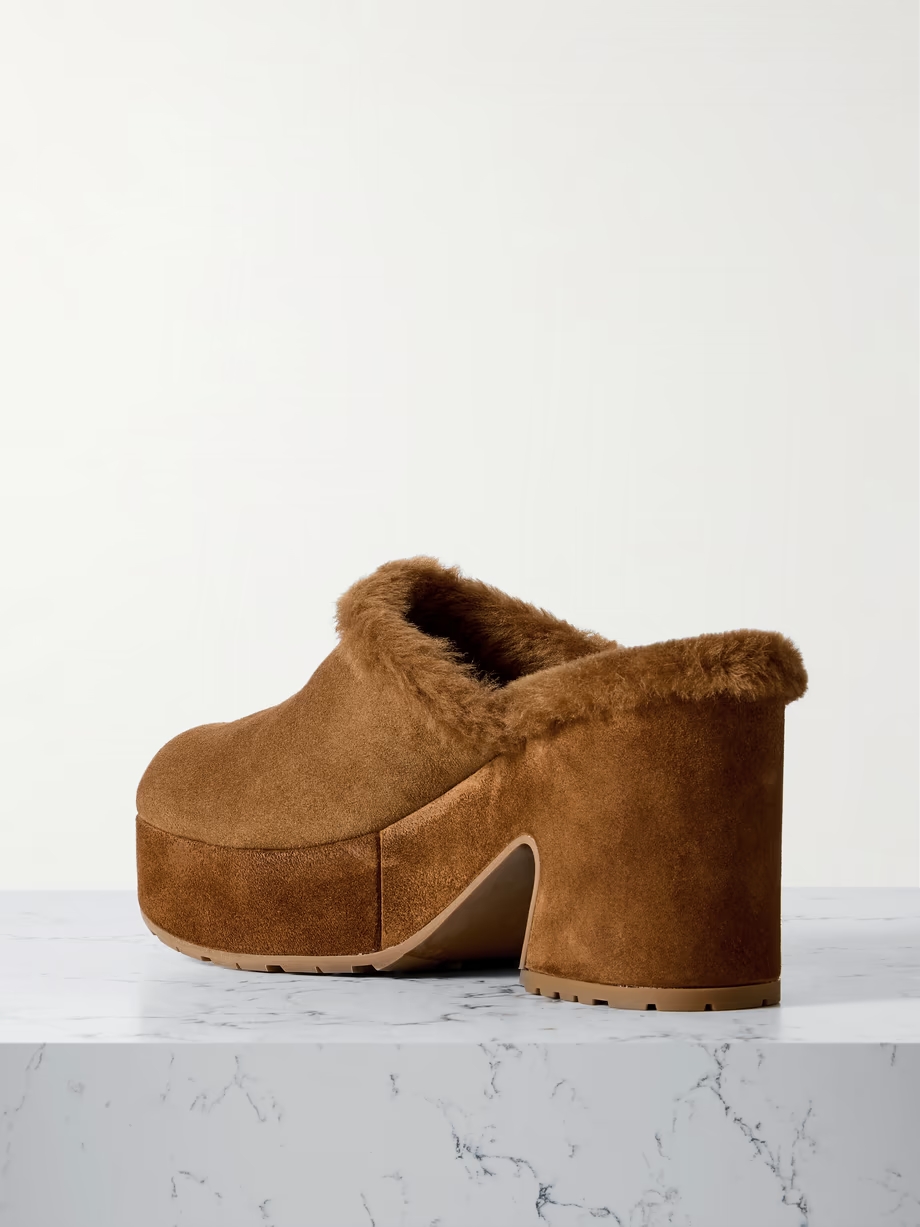 Lyss 55 shearling-trimmed suede mules