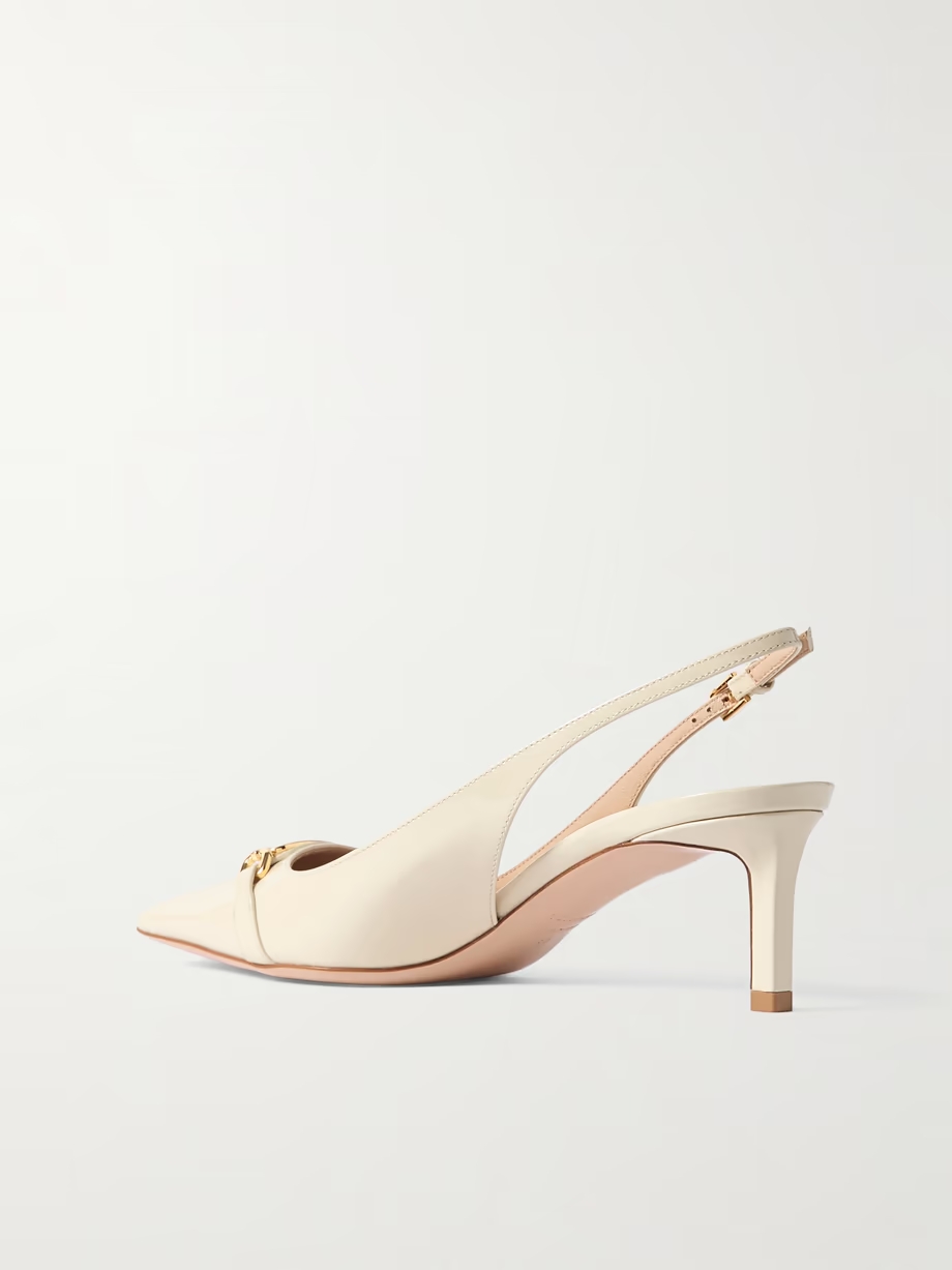 Whitney logo-embellished patent-leather slingback pumps