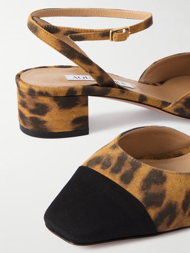 French Flirt 35 grosgrain-trimmed leopard-print suede pumps